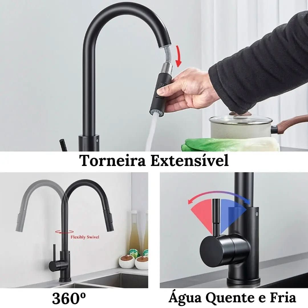 Torneira Para Cozinha - Verona Com Ducha Gourmet Extensível - Morada Serena