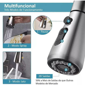 Torneira Para Cozinha Com Jato Extensível - Morada Serena