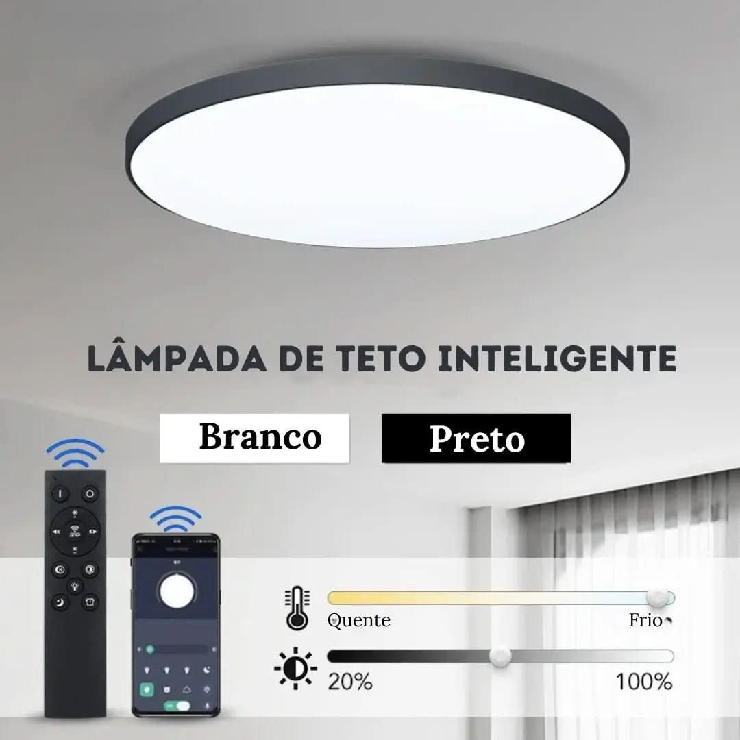 Luminária de Teto Plafon Led Sobrepor Redondo Moderno Com Controle | Morada Serena - Morada Serena
