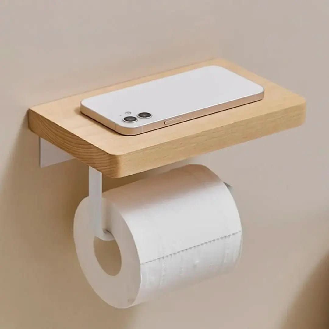 Suporte de Papel Higiênico Madeira Premium - Elegância e Durabilidade para Seu Banheiro - Morada Serena