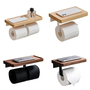 Suporte de Papel Higiênico Madeira Premium - Elegância e Durabilidade para Seu Banheiro - Morada Serena