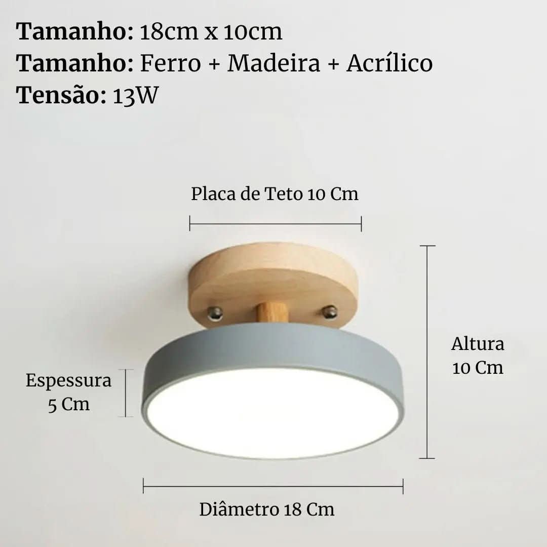 Luminária Led Estilo Nórdico Redondo Plafon de Teto - Ilumine Sua Casa com Design Sofisticado - Morada Serena