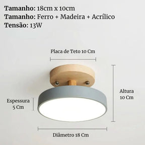 Luminária Led Estilo Nórdico Redondo Plafon de Teto - Ilumine Sua Casa com Design Sofisticado - Morada Serena