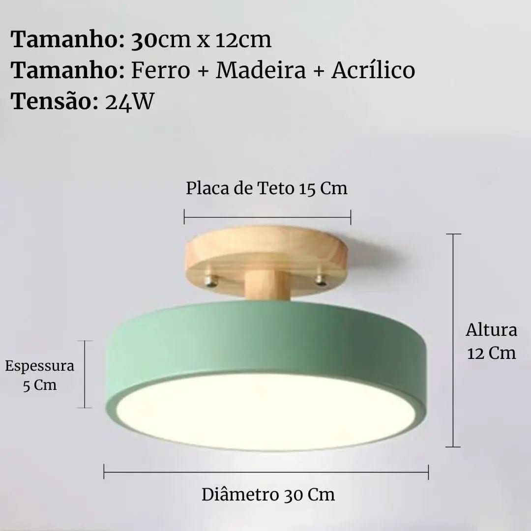 Luminária Led Estilo Nórdico Redondo Plafon de Teto - Ilumine Sua Casa com Design Sofisticado - Morada Serena