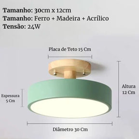 Luminária Led Estilo Nórdico Redondo Plafon de Teto - Ilumine Sua Casa com Design Sofisticado - Morada Serena