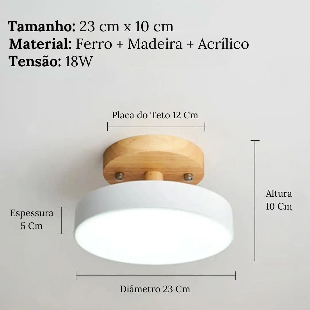 Luminária Led Estilo Nórdico Redondo Plafon de Teto - Ilumine Sua Casa com Design Sofisticado - Morada Serena