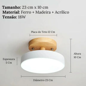 Luminária Led Estilo Nórdico Redondo Plafon de Teto - Ilumine Sua Casa com Design Sofisticado - Morada Serena