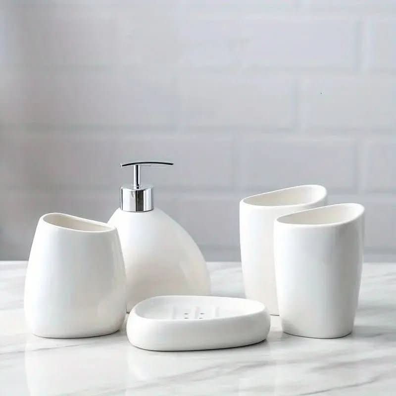 Kit de Acessórios Banheiro Sofisticado 5 Peças - Elegância e Funcionalidade para Seu Banheiro - Morada Serena