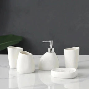 Kit de Acessórios Banheiro Sofisticado 5 Peças - Elegância e Funcionalidade para Seu Banheiro - Morada Serena