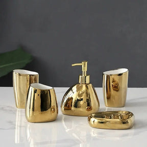 Kit de Acessórios Banheiro Sofisticado 5 Peças - Elegância e Funcionalidade para Seu Banheiro - Morada Serena