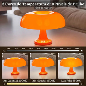 Luminária de Mesa Cogumelo Laranja - Ilumine Seu Ambiente com Estilo - Morada Serena