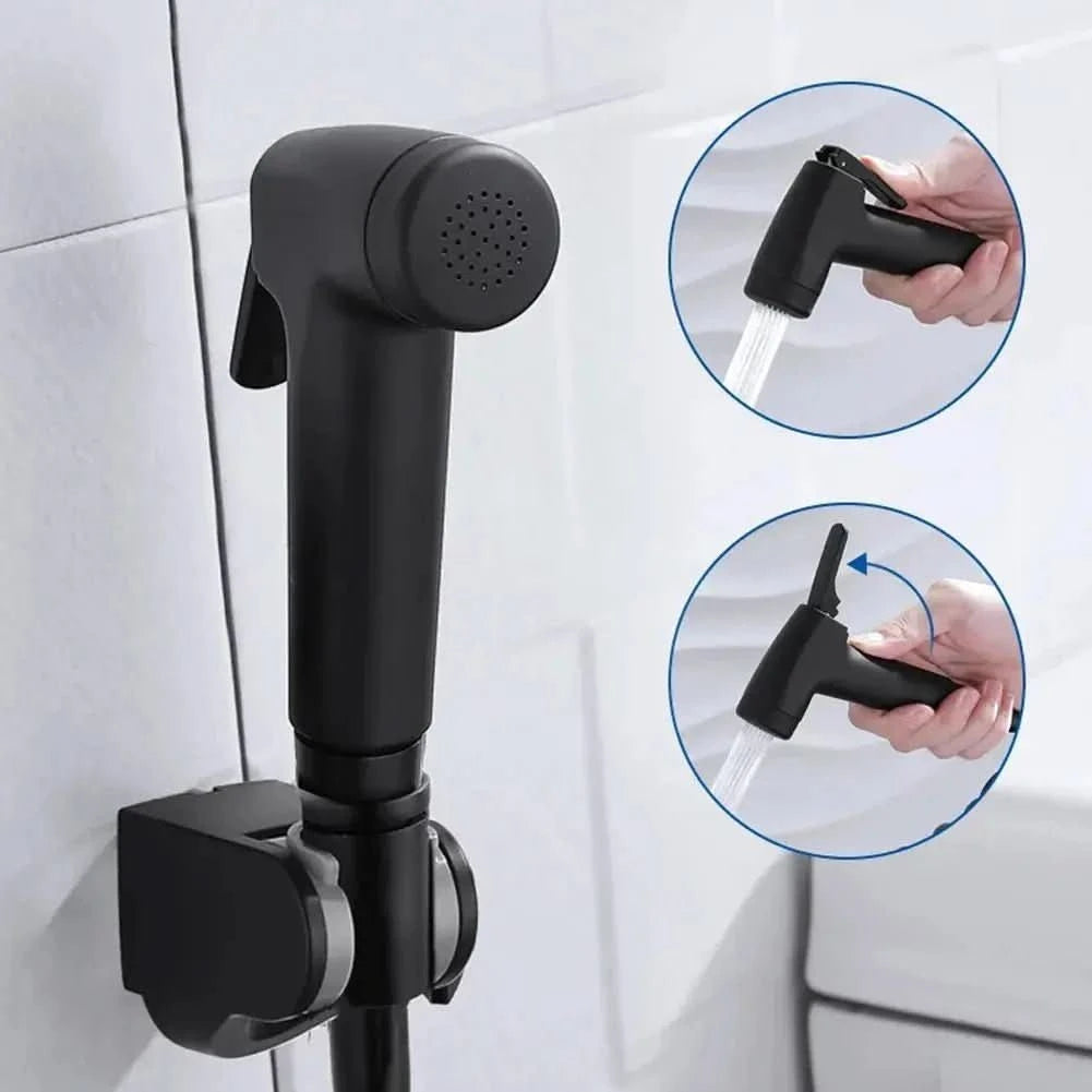 Ducha Higiênica Para Banheiro Preto Fosco com Suporte e Mangueira - Morada Serena