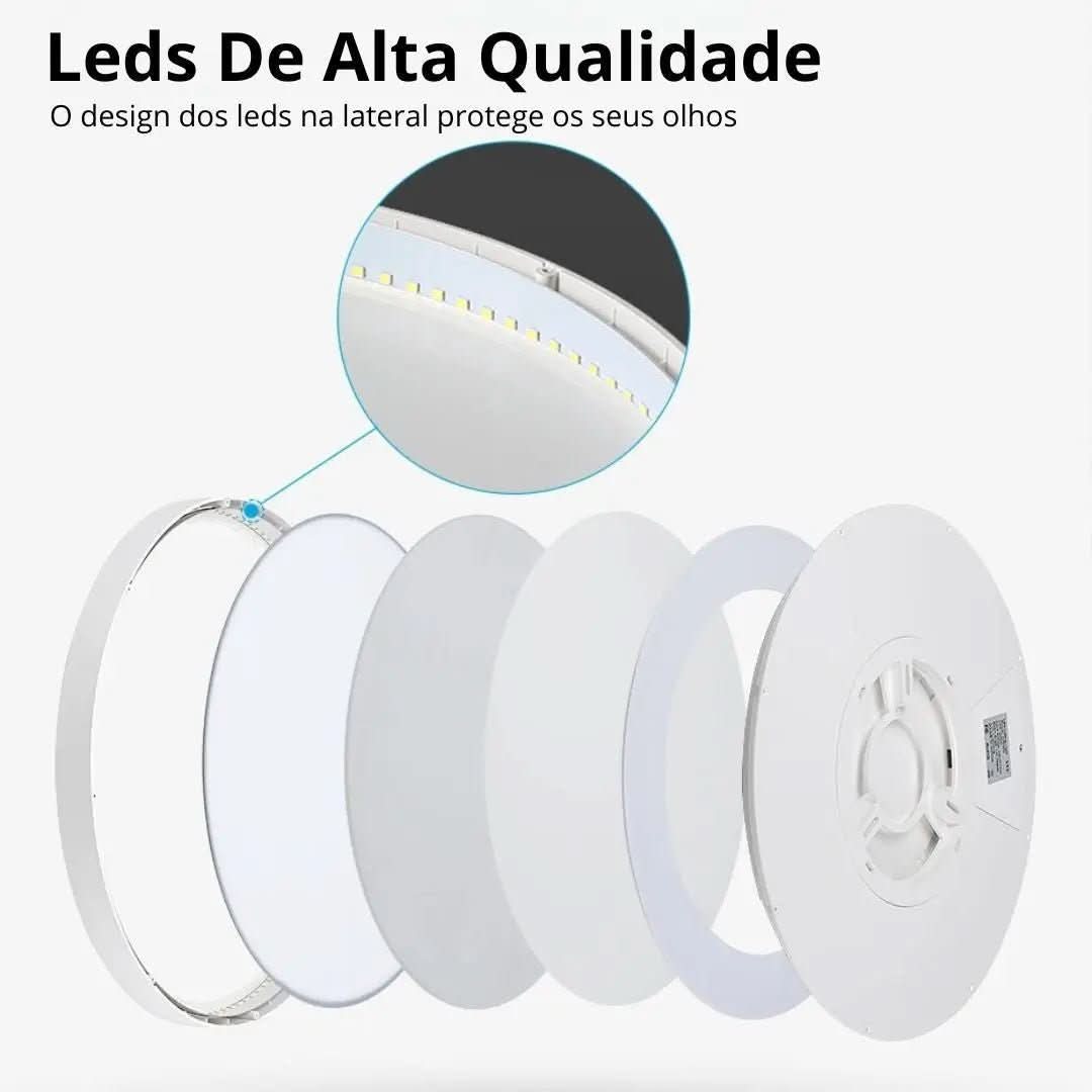 Plafon De Teto Led Sobrepor Estilo Amadeirado - Morada Serena