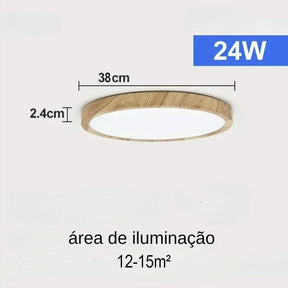 Plafon De Teto Led Sobrepor Estilo Amadeirado - Morada Serena
