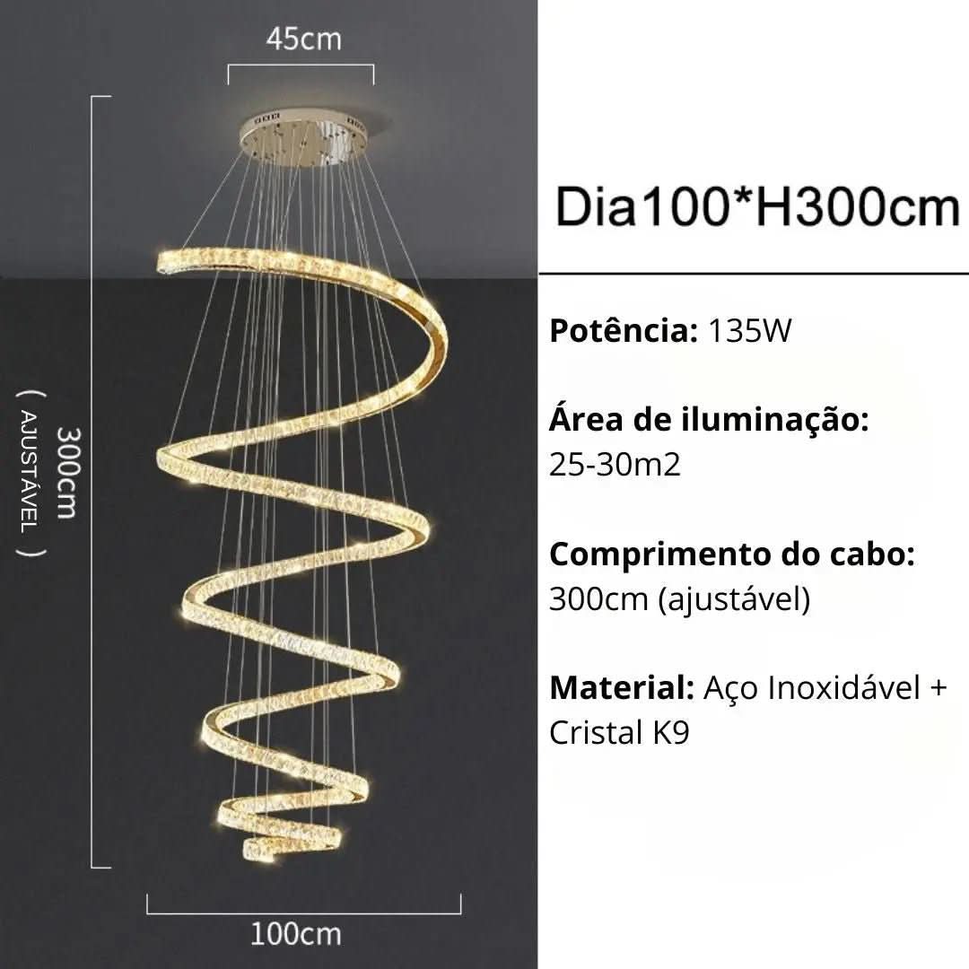 Lustre Circular Cristal Moderno Pendente Para Sala De Jantar - Morada Serena