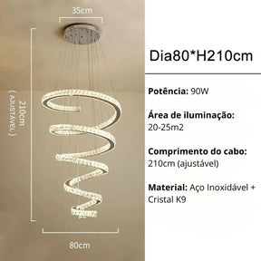Lustre Circular Cristal Moderno Pendente Para Sala De Jantar - Morada Serena
