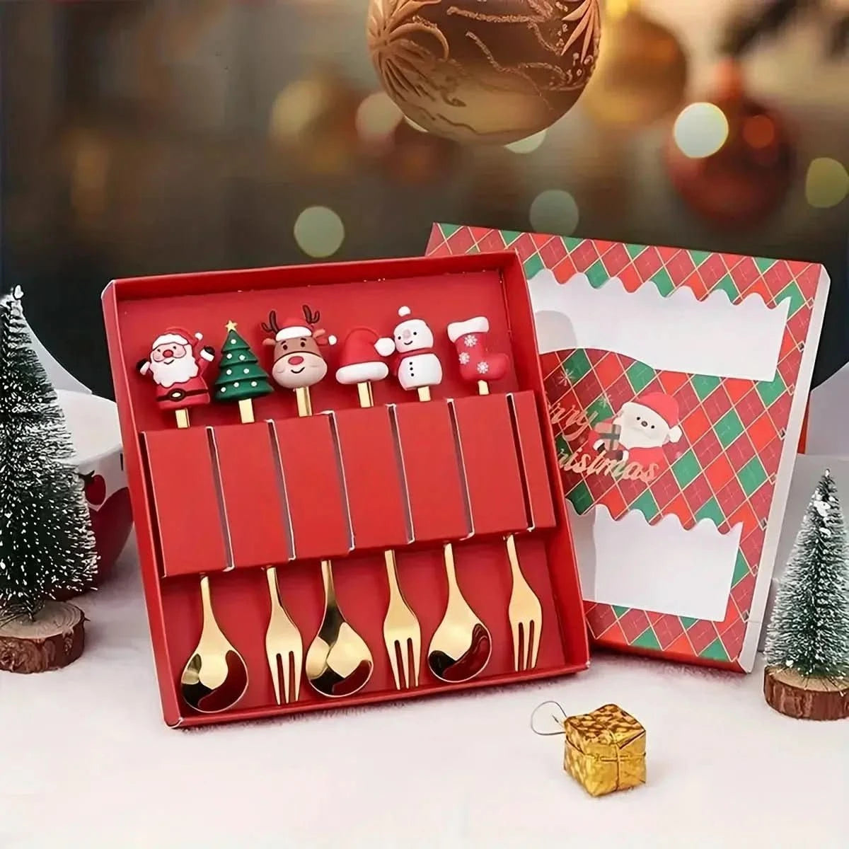 Jogo De Talheres Dourado Aço Inoxidável Especial Natal - Morada Serena
