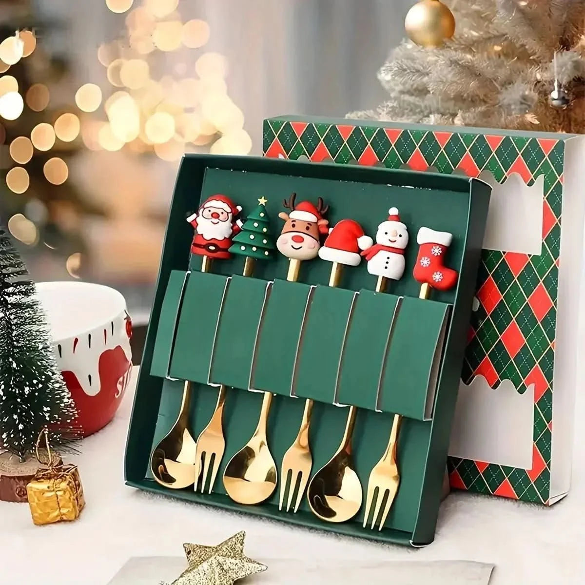 Jogo De Talheres Dourado Aço Inoxidável Especial Natal - Morada Serena