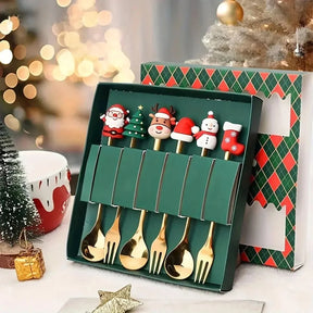 Jogo De Talheres Dourado Aço Inoxidável Especial Natal - Morada Serena