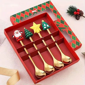 Jogo De Talheres Dourado Aço Inoxidável Especial Natal - Morada Serena
