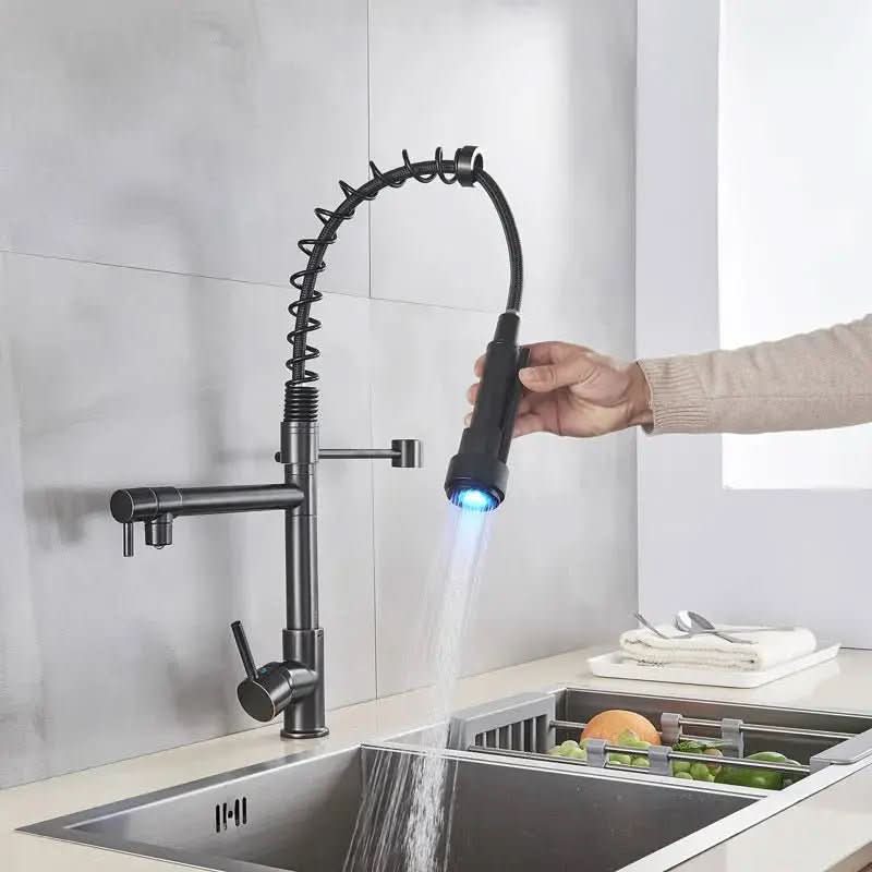 Torneira para Cozinha Gourmet Monocomando com LED Safira - Elegância e Tecnologia para Sua Cozinha - Morada Serena