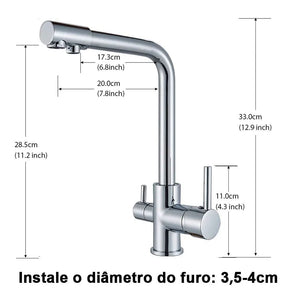 Torneira Gourmet Para Cozinha Com Filtro Modelo Duplo Comando Modelo Giratória - Morada Serena