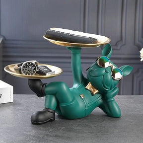 BullDog Mordomo Decorativo com Bandeja Dupla – Estilo e Praticidade - Morada Serena