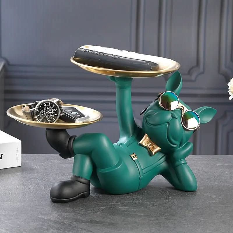 BullDog Mordomo Decorativo com Bandeja Dupla – Estilo e Praticidade - Morada Serena