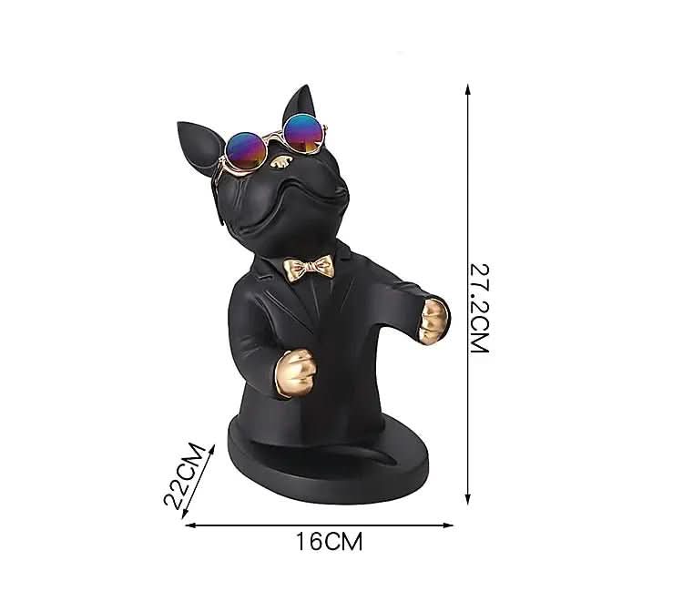 Escultura Decorativa BullDog Francês Mordomo Suporte de Vinho - Morada Serena