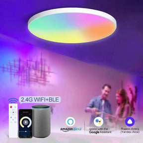 Plafon LED Redondo Sobrepor Smart Home - Controle por Voz via Alexa, Google e Yandex - Morada Serena