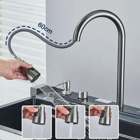 Kit Cuba Cozinha Cascata Gourmet Aço Inox Com Torneira Flexível - Morada Serena