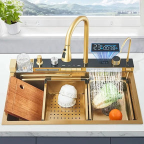 Kit Cuba Cozinha Cascata Gourmet Aço Inox Com Torneira Flexível - Morada Serena