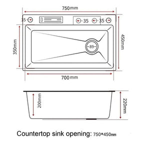 Cuba Pia Dourada Cozinha Gourmet Quadrada 75x45cm Aço Inoxidável 304 Com Acessórios Completos - Morada Serena
