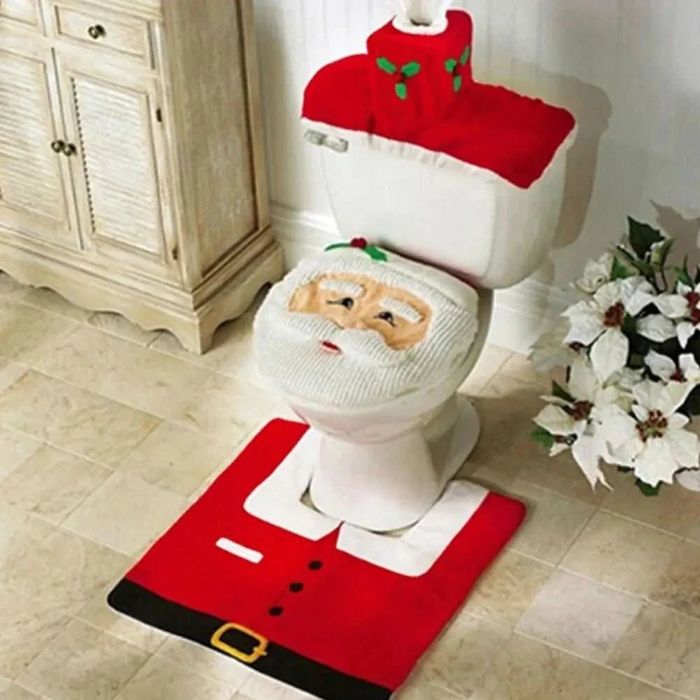Decoração de Natal - Kit de Tapetes Para Banheiro para Deixar Seu Banho Festivo - Morada Serena
