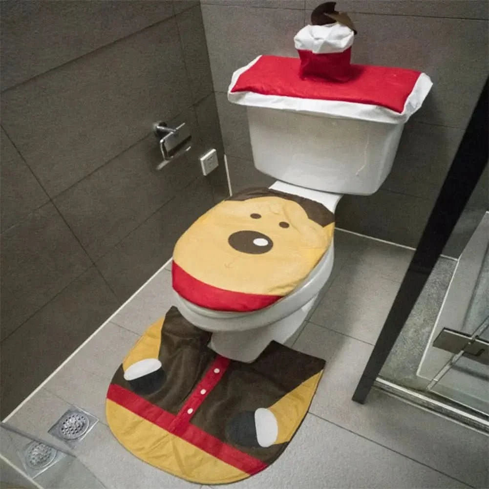 Decoração de Natal - Kit de Tapetes Para Banheiro para Deixar Seu Banho Festivo - Morada Serena