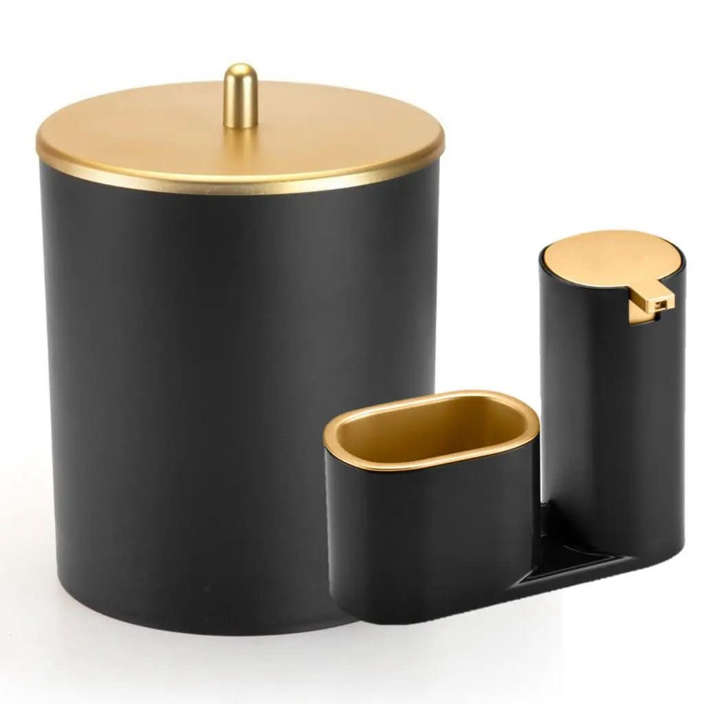Kit Lixeira Cozinha 5L E Dispenser Porta Detergente Luxo – Estilo e Praticidade na Sua Pia - Morada Serena