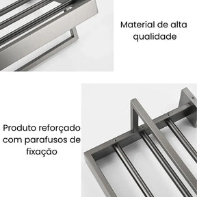 Kit Acessórios para Banheiro Completo 5 Peças Inox - Toalheiro Grafite Escovado - Morada Serena