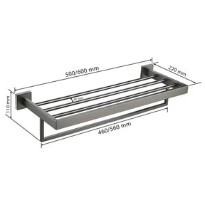 Kit Acessórios para Banheiro Completo 5 Peças Inox - Toalheiro Grafite Escovado - Morada Serena