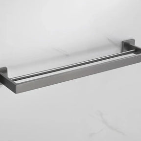 Kit Acessórios para Banheiro Completo 5 Peças Inox - Toalheiro Grafite Escovado - Morada Serena