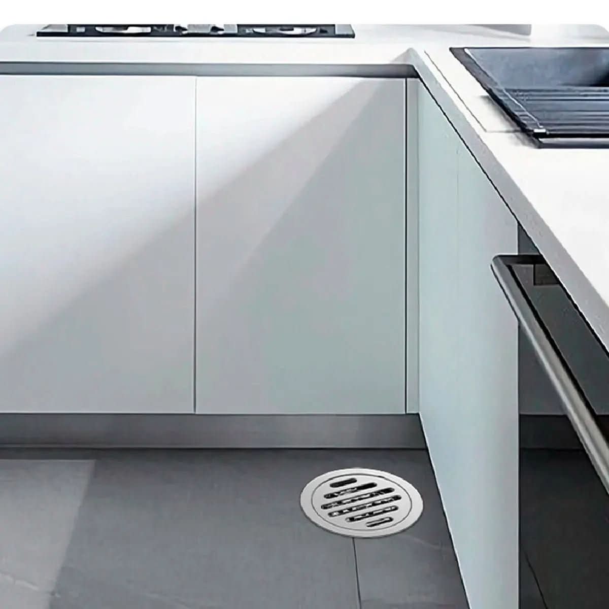 Ralo para Banheiro Inteligente Redondo Cromado Inox 10x10cm - Design Moderno e Funcional - Morada Serena