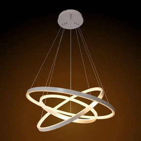 Lustre Led Moderno Pendente Anéis 3 Arcos com Controle - Iluminação Elegante e Sofisticada - Morada Serena