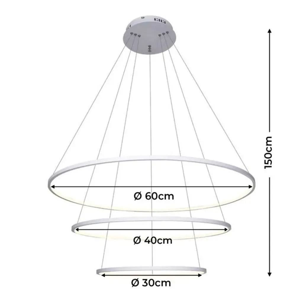 Lustre Led Moderno Pendente Anéis 3 Arcos com Controle - Iluminação Elegante e Sofisticada - Morada Serena