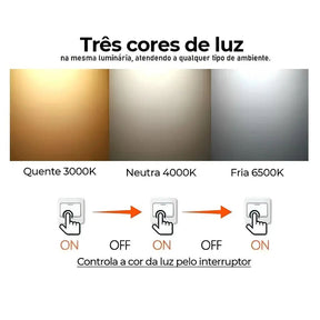 Lustre Pendente de Led 40w Dourado 75cm - 3 Cores de Luz para Iluminação Personalizada - Morada Serena