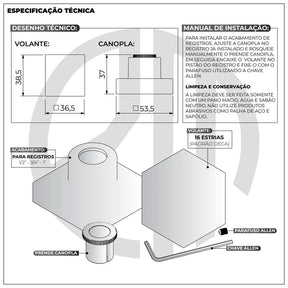 Acabamento de Registro Quadrado Dourado Brilhante - Morada Serena