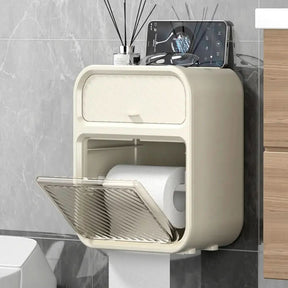 Porta Papel Higiênico de Parede Moderno com Suporte Celular e Detergente - Morada Serena