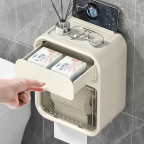 Porta Papel Higiênico de Parede Moderno com Suporte Celular e Detergente - Morada Serena
