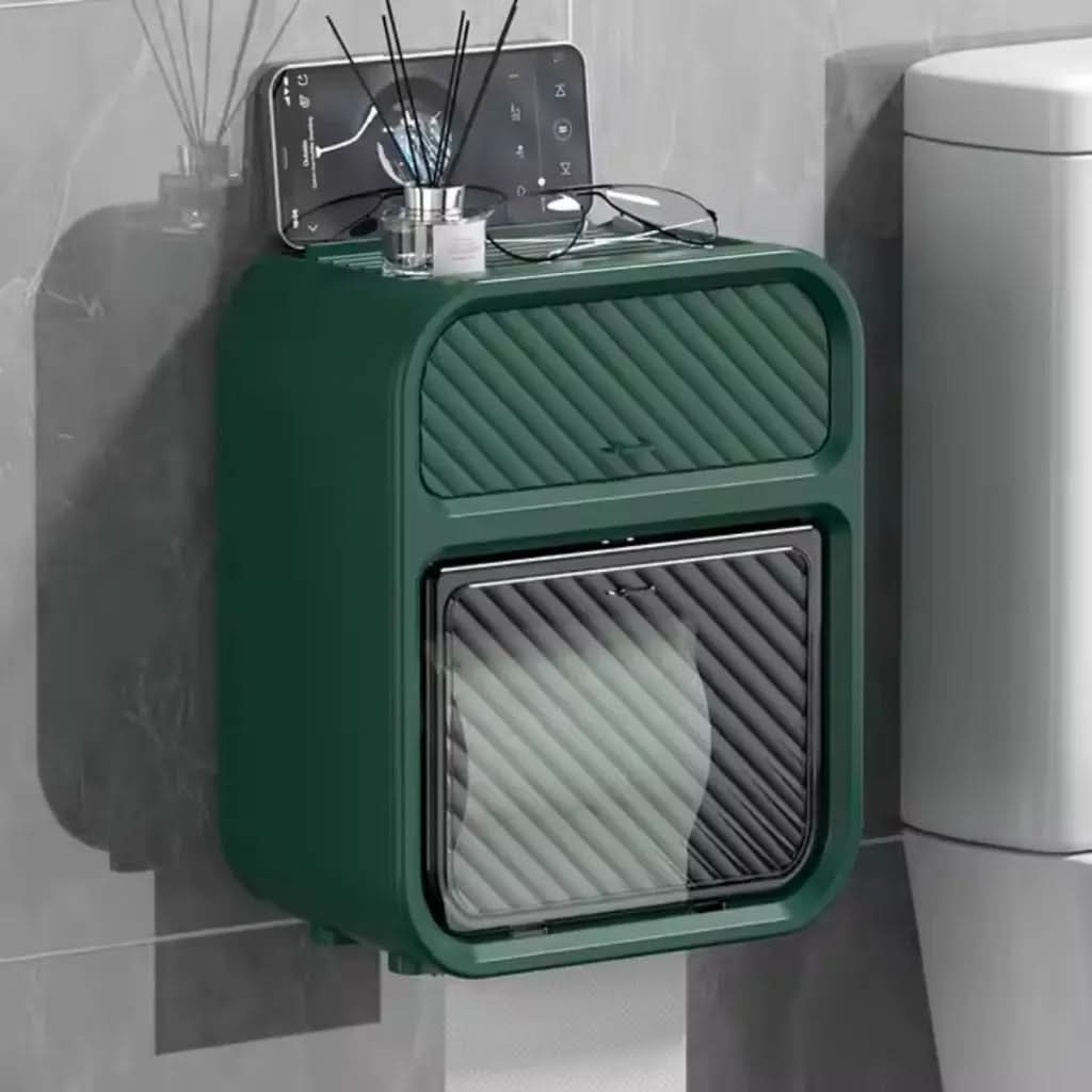Porta Papel Higiênico de Parede Moderno com Suporte Celular e Detergente - Morada Serena