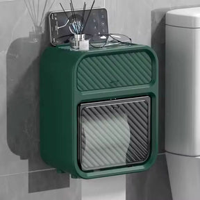 Porta Papel Higiênico de Parede Moderno com Suporte Celular e Detergente - Morada Serena