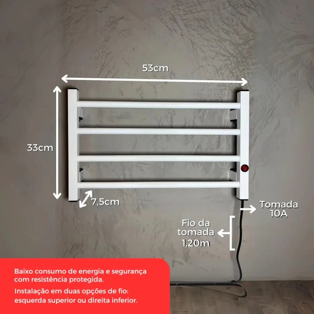 Toalheiro Térmico Porta Toalha Electrowood – Aquece e Seca Toalhas - Morada Serena