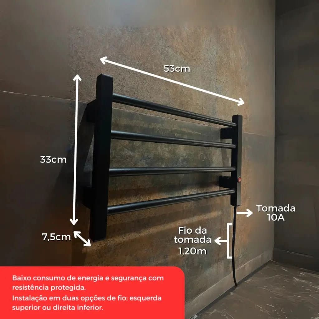 Toalheiro Térmico Porta Toalha Electrowood – Aquece e Seca Toalhas - Morada Serena